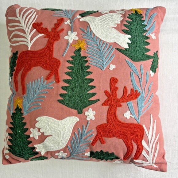 Opalhouse Jungalow Embroidered Winter Scene Hygge Square 18x18 Throw Pillow - Picture 1 of 10